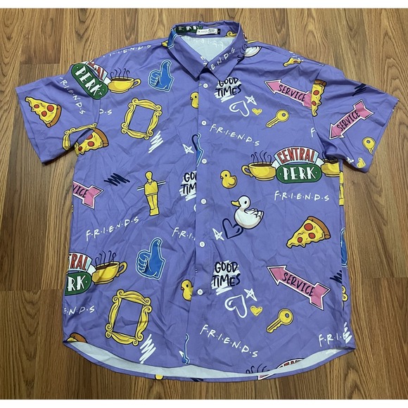 FRIENDS Other - Friends Button-Up Mens Extra Large Allover Print Central Perk